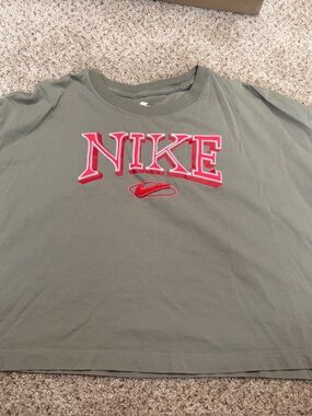 Nike Olive Green Tee with Red Logo